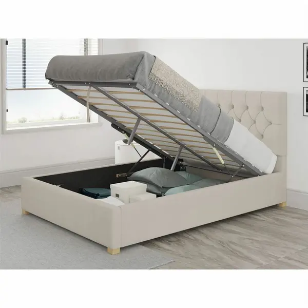 Aspire Aspire - Olivier Ottoman Upholstered Bed, Eire Linen, Off White - Ottoman Bed Size King 5ft - Off White 5057632044419