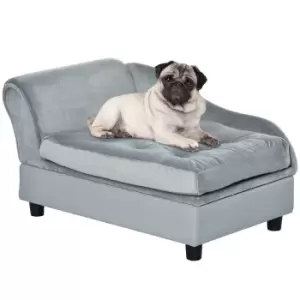 PawHut Pet Sofa Dog Chair Cat Couch w/ Storage Cushion - Light Blue