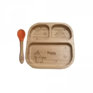 Personalised Unicorn Bamboo Suction Plate and Spoon