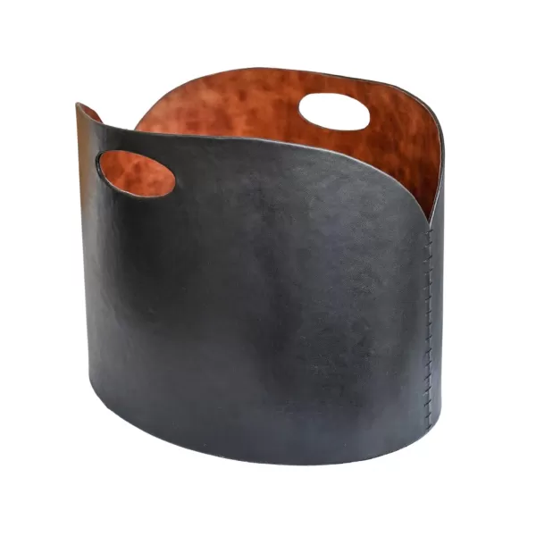 Black Faux Leather Log Bucket Black