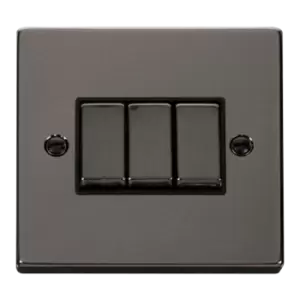 Click Scolmore Deco 10A 3 Gang 2 Way Rocker Switch - VPBN413BK