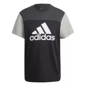 adidas Essentials Colorblock Logo T-Shirt Womens - Black / Carbon / Medium Grey H