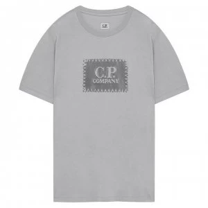 CP COMPANY 30/1 Block Logo T Shirt - Grey/Wht M93