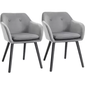 2 Pieces Modern Upholstered Fabric Bucket Seat Dining Room Armchairs Grey - Grey