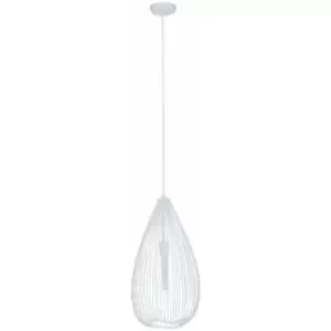 Teardrop White Pendant Light Contemporary Style Ceiling Light For Living Room Dining Room Bedroom And Hallway White Finish Sleek Design 32 x 177 x 32