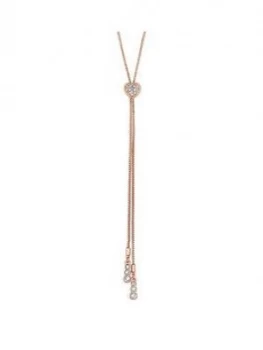 Jon Richard Jon Richard Swarovski Rose Gold Fine Pave Heart Lariat Necklace