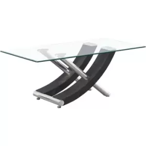 Stunning Italian Design Coffee table in Grey with Clear Glass Top Unique design solid made. - Grey