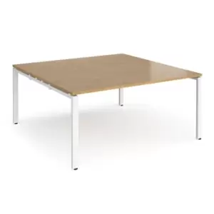 Dams MTO Adapter Square Boardroom Table 1600mm x 1600mm - White Frame, Grey Oak