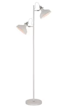 Floor Lamp, 2 x E27, Sand White, Satin Nickel, White