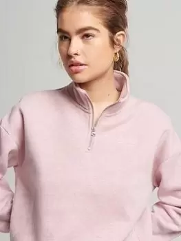 Superdry Organic Cotton Vintage Logo Henley Sweatshirt - Soft Pink Marl, Pink, Size 16, Women