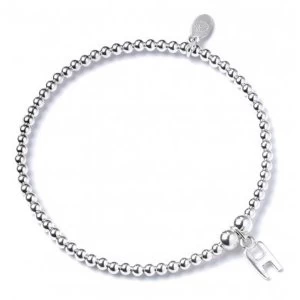 Initial H Charm with Sterling Silver Ball Bead Bracelet