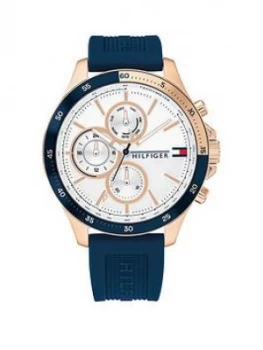 Tommy Hilfiger Blue Silicone Strap White Sunray Dial Mens Watch