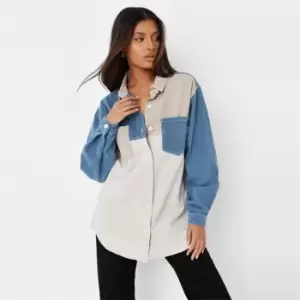 Missguided Tall Coord Colourblock Boyfriend Shirt - Neutral