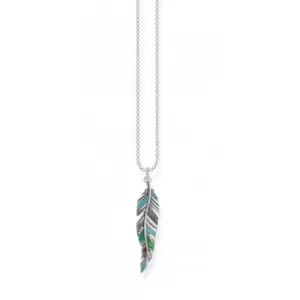 Sterling Silver Ethnic Feather Necklace KE1972-340-7-L70