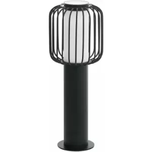 Loops - IP44 Outdoor Pedestal Light Black Steel 1 x 28W E27 Bulb Wall Gate Lamp