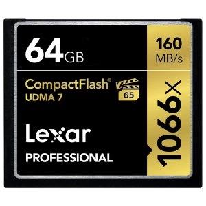 Lexar Professional 64GB 1066x Speed (160MB/s) UDMA 7 CompactFlash Memory Card