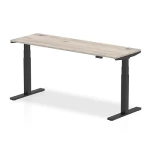 Air 1800 x 600mm Height Adjustable Desk Grey Oak Top Cable Ports Black Leg