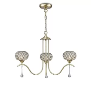 Chelsie Ceiling Pendant 3 Light Antique Brass, Clear Glass