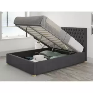 Monroe Ottoman Upholstered Bed, Plush Velvet, Steel - Ottoman Bed Size Superking (180x200)