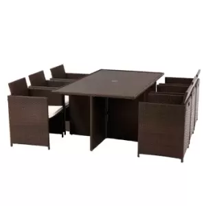 Royalcraft Nevada 6 Seat Brown Rattan Cube Dining Set