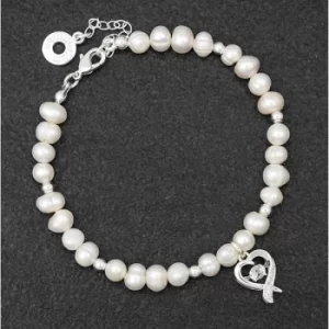 Freshwater Pearl & Silver Plated Beads Charm Bracelet