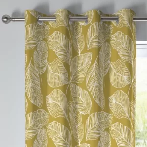 Fusion Matteo Ochre Eyelet Curtains Ochre