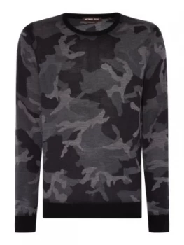 Mens Michael Kors Camo crew neck jumper Charcoal