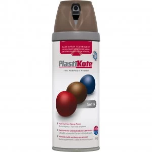 Plastikote Premium Satin Aerosol Spray Paint Chocolate 400ml