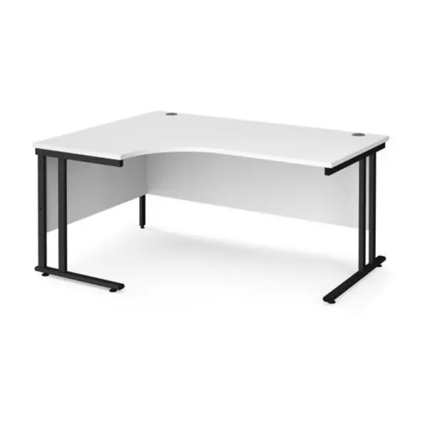 Office Desk Left Hand Corner Desk 1600mm White Top With Black Frame 1200mm Depth Maestro 25 MC16ELKWH