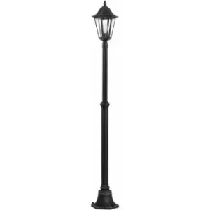 Loops - IP44 Outdoor Bollard Light Black & Silver Lantern 2000mm Tall Post 60W E27