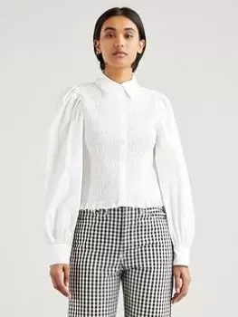 Levis Cotton Puff Sleeve Blouse - White, Size S, Women