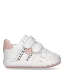 Tommy Hilfiger Baby Flag Low Cut Velcro Shoe - White/pink, White/Pink, Size 2 Younger