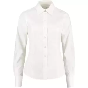 Kustom Kit Ladies Workwear Oxford Long Sleeve Shirt (24) (White)