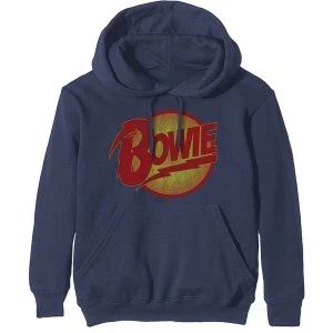 David Bowie - Vintage Diamond Dogs Logo Unisex X-Large Hoodie - Blue