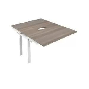 Telescopic Sliding 2 Person Extension Bench with Cut Out and White Frame - 1200mm - Grey Oak