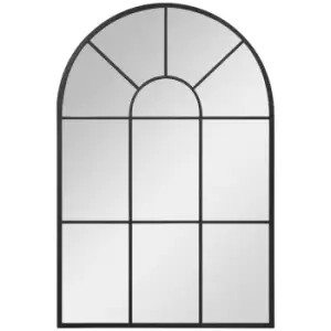 HOMCOM Modern Arched Wall Mirror, 91 x 60cm Window Mirrors for Living Room, Bedroom, Black