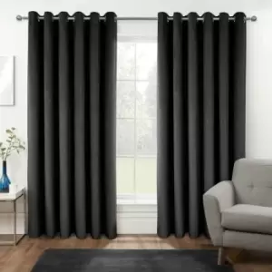 Thermal 100% Blackout Grey Velvet Curtains, 168 x 137cm (66 x 54) - Grey - Homescapes