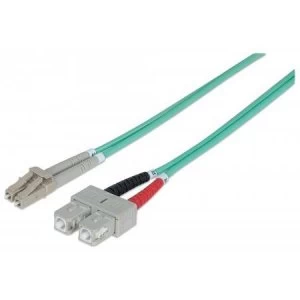 Intellinet Fibre Optic Patch Cable Duplex Multimode LC/SC 50/125 m OM3 1m LSZH Aqua Fiber Lifetime Warranty