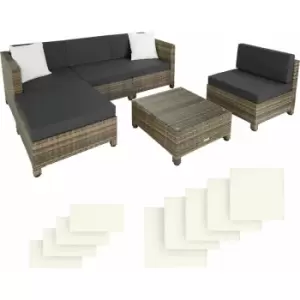 Tectake - Rattan garden furniture set with aluminium frame - garden sofa, rattan sofa, garden sofa set