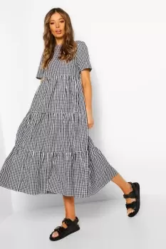 Cotton Gingham Midaxi Smock Dress