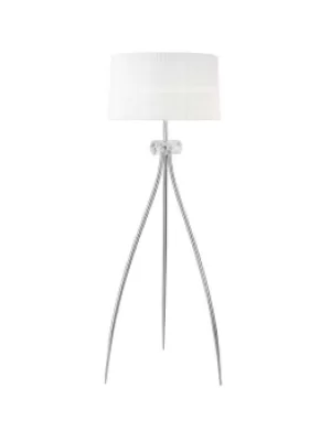 Loewe Floor Lamp 3 Light E27, Polished Chrome with White Shade