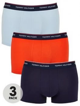 Tommy Hilfiger 3 Pack Trunks - Navy/Orange/Blue, Navy/Orange/Blue, Size L, Men