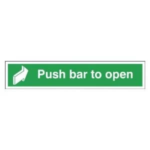 Safety Sign Push Bar to Open 75x600mm Self-Adhesive E14CS