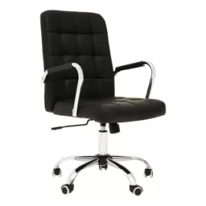 Premier Houseware Brent Leather Effect And Chrome Home Office Chair, black