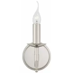 Avery Luxury Single Wall Light Bright Nickel Traditional Candelabra Lamp Holder