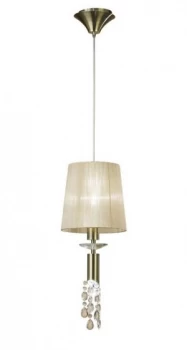 Ceiling Pendant 1+1 Light E27+G9, Antique Brass with Soft Bronze Shade & Clear Crystal