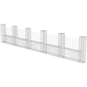 Gabion Basket U-Shape Galvanised Steel 570x20x100cm Vidaxl Silver