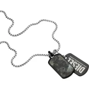 Diesel Labradorite and Stainless Steel Dog Tag Necklace