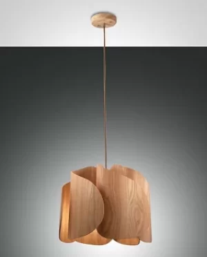 Pevero Pendant Ceiling Light Ash Wood Glass, E27