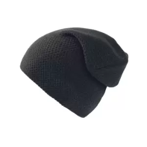 Atlantis Snobby Waffle Knit Beanie (One Size) (Black)